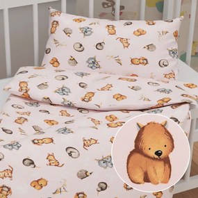 Biante Detské bavlnené posteľné obliečky do postieľky Sandra SA-533 Austrálske zvieratká na ružovom Do postieľky 100x135 a 40x60 cm