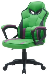 Ergonomická kancelárska stolička, zelená s fialovými prvkami