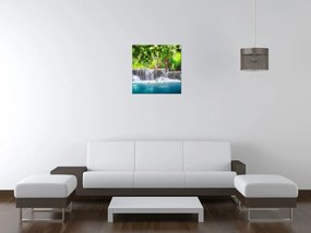 Gario Obraz s hodinami Číry vodopád v džungli Rozmery: 30 x 30 cm