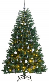 Umelý výklopný vianočný stromček 150 LED a sada gúľ 150 cm 3210324