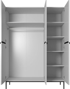 Skriňa Nicole 150 cm na nožičkách - biely mat / čierna