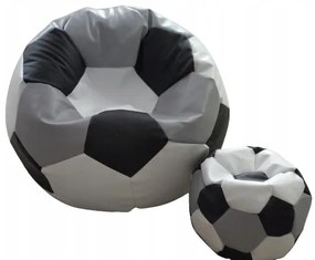 JAKS Sedací vak futbalová lopta s podnožkou bielo čierno šedý