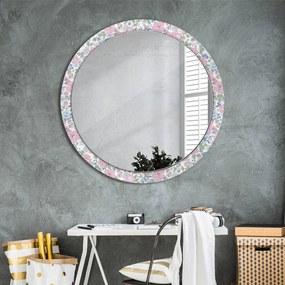 Okrúhle ozdobné zrkadlo Jemné kvety fi 100 cm