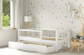 Drevená detská posteľ Axel bis2 s prístelkou - 100 x 200 / biela