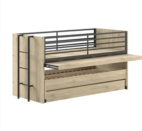 Poschodová detská posteľ s výsuvným lôžkom s roštom v prírodnej farbe 90x200 cm Sam – Vipack
