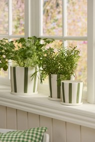 Ib Laursen Keramický obal na kvety Palermo Green Stripes Ø 11 cm
