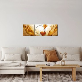 Obraz - Maľba rúk plných lásky (s hodinami) (90x30 cm)