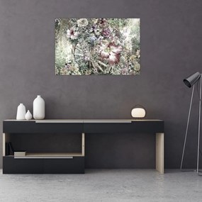 Obraz kvetov na drevenom bicykli (90x60 cm)