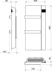 Sapho Sapho, ONSEN EVO elektrické vykurovacie teleso 400x900mm, 1000 W, biela, ONS10001