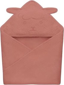 Lionelo - Detská mušelínová osuška s kapucňou Korálová