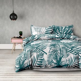 DomTextilu Bavlnené posteľné obliečky zeleno bielej farby Šírka: 160 cm | Dĺžka: 200 cm Biela 70x90 cm 14348-41766