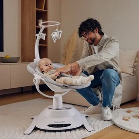 Lionelo - Detská hojdačka s melódiou BELLA Grey Concrete + diaľkové ovládanie