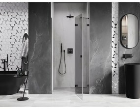 Mexen, Mexen Lunar pravé otočné sprchové dvere 105 cm, transparentné, čierne - 834-105-000-70-00-P