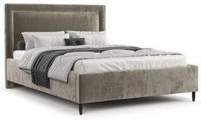 Béžová čalúnená dvojlôžková posteľ s úložným priestorom s roštom 160x200 cm Baleine – Maison de Rêve