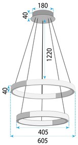 Toolight Toolight, LED závesné osvetlenie, 38W, 3000K, LHJ044-CP2, zlatá, OSW-60027