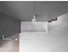 Mexen Velar L, 2-krídlová posuvná vaňová zástena 85 x 150 cm, 8mm číre sklo, biely profil, 896-085-003-01-20