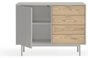 Nízka komoda v dekore duba v sivo-prírodnej farbe 108x80 cm Sierra – Teulat