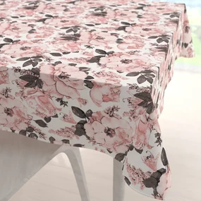 Biante Bavlnený štvorcový obrus Sandra SA-549 Ružové ruže a puky na bielom 140x140 cm