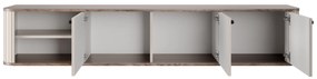 Závesný TV stolík Vespera 3D 187 cm - kašmírová / orech / čierna