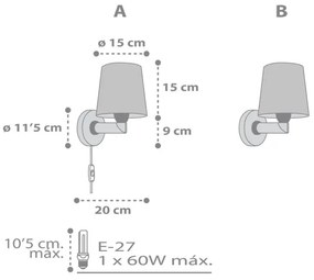 Dalber 82219B - Detské nástenné svietidlo STAR LIGHT 1xE27/60W/230V biela