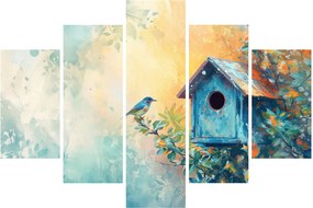 Obraz - Vtáčia búdka, akvarel (150x105 cm)