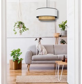 Duolla - Luster na lanku BOHO 1xE27/15W/230V pr. 45 cm biela/ratan