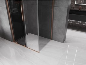 Mexen Velar L, sprchový kút s posuvnými dverami 120 x 70 cm, 8mm šedé sklo, medená matná, 871-120-070-33-65