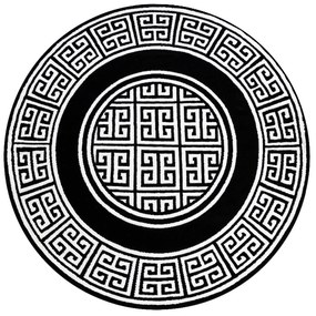 Dywany Łuszczów, Kusový koberec Gloss 6776 85 greek black/ivory kruh, 200x200 (priemer) kruh, čiernobiela, chodba / predsieň