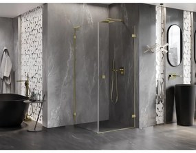 Mexen Lunar-B L, 1-krídlový sprchový kút, pravý, 80 x 80 cm, 8mm číre sklo, zlatý matný profil, 832L-080-080-55-00-P