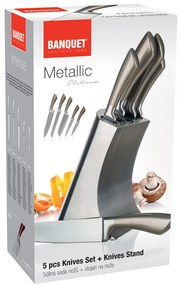 Sada nožov METALLIC PLATINUM v stojane 5 ks 33,5 cm