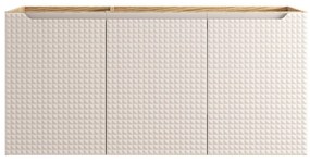 Závěsná skříňka Luxor Beige Sky se zápustným umyvadlem 120 cm béžová/dub olejovaný