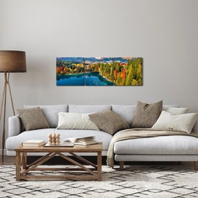 Obraz - Jazero Urisee, Rakúsko (s hodinami) (90x30 cm)