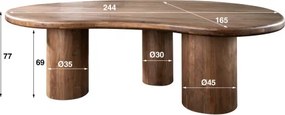 Jedálenský stôl XXL 20-26 Sculpture 244x165cm Drevo Hnedá Acacia  - Komfort-nábytok