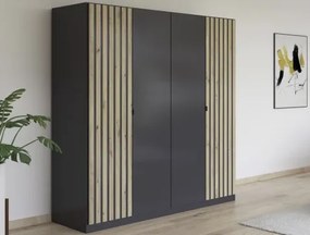 Šatníková skriňa Genua, 181 cm, tmavo šedá/artisan%