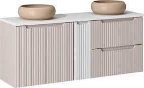 Comad Kúpeľňová skrinka s doskovými umývadlami set Nova Cashmere 140 kašmír/biela