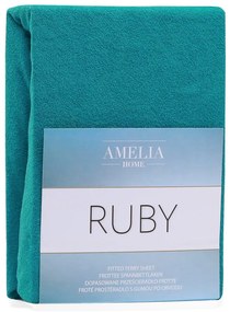Tmavozelená/modrá napínacia froté plachta 140x200 cm Ruby – Restilo