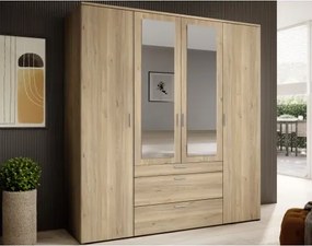 Šatníková skriňa so zrkadlami Vesala, 180 cm, dub mauvella%