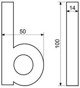 Domové číslo "B", RN.100LV, brúsené, strieborná