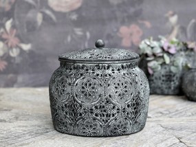 Zinková kovová vintage dóza Vire zinc s vekom - Ø15*13 cm