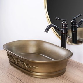 Keramické umývadlo na dosku REA WILMA RUSTIC, kartáčovaná meď