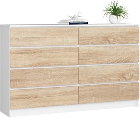 Komoda Koa IV (biela + dub sonoma). Akcia -20%. Vlastná spoľahlivá doprava až k Vám domov. 1128705