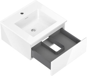 Mexen Orio, kúpeľňová skrinka 50 cm s umývadlom Otis, 1 zásuvka, biela lesklá, 91A10-05023-1-BF00-W18M00