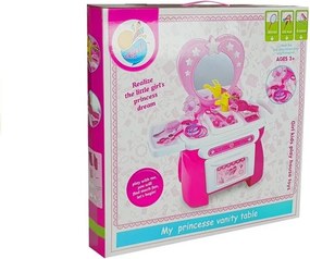 LEAN Toys Detský toaletný stolík, kozmetická súprava s doplnkami do vlasov