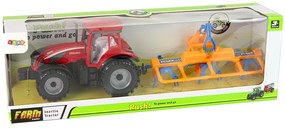 Lean Toys Červený traktor s hrabľami – trecí pohon