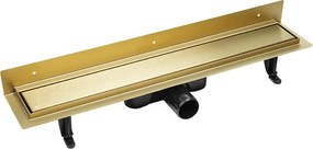 Laveo Sprchový odtokový žľab ku stene Basso 60 cm - COB_G61D, zlatá kartáčovaná