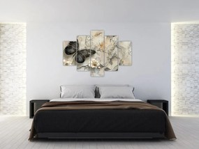Obraz - Mramorové pozadie s motýľmi (150x105 cm)