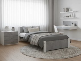 Posteľ IKAROS 90 x 200 cm, betón/biela Rošt: S lamelovým roštom, Matrac: Matrac Somnia 18 cm