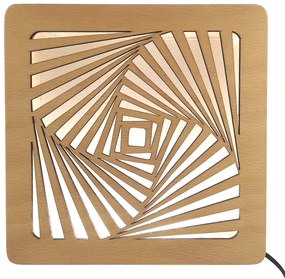 AMADEA Drevená lampička s motívom špirály, veľkosť 20 cm, s LED osvetlením s trafom na 12V