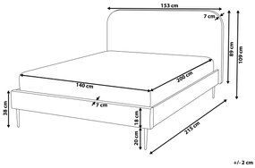 Zamatová posteľ 140 x 200 cm sivá FLAYAT Beliani