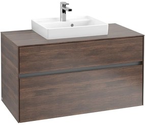 VILLEROY &amp; BOCH Collaro závesná skrinka pod umývadlo na dosku (umývadlo v strede), 2 zásuvky, s LED osvetlením, 1000 x 500 x 548 mm, Arizona Oak, C016B0VH